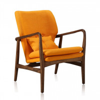 Manhattan Comfort AC015-YL Bradley Yellow and Walnut Linen Weave Accent Chair